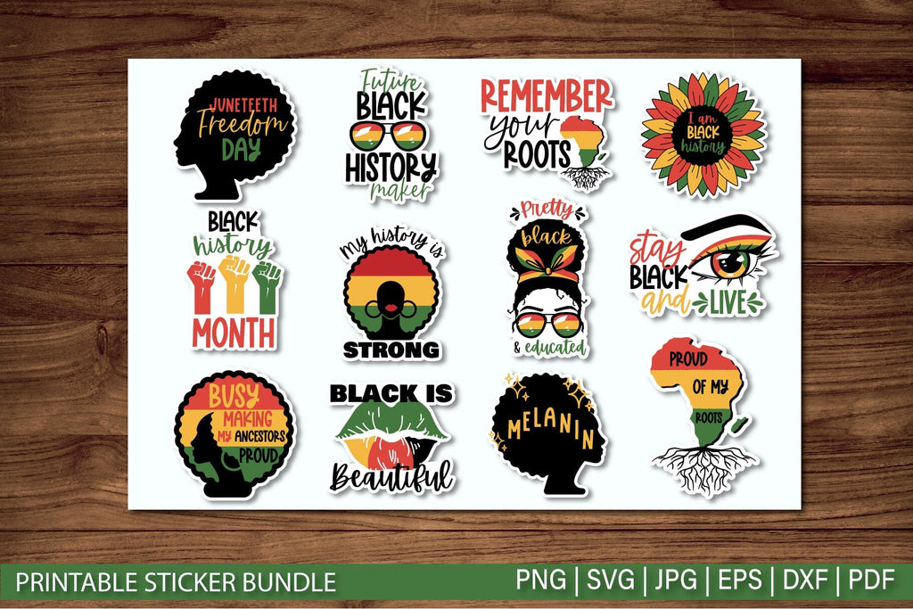 Black History Month Stickers Printable Stickers for Cricut - So