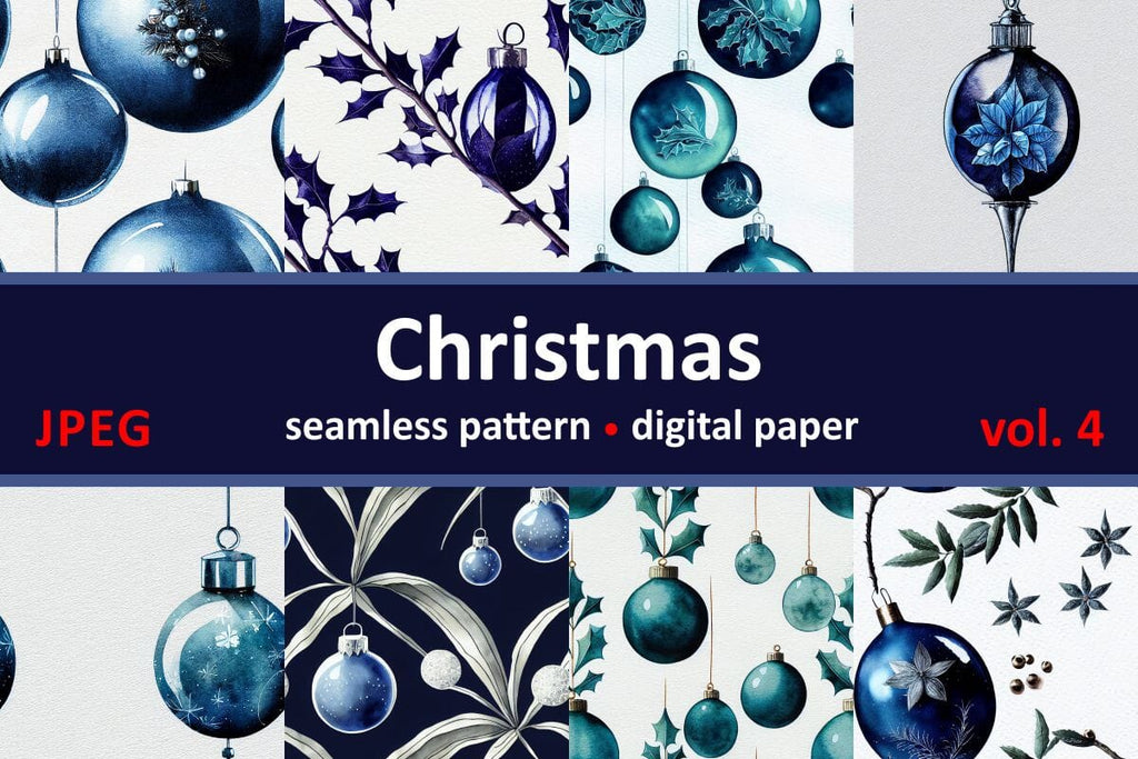 Blue Christmas decorations. Seamless return pattern. Vintage motif ...