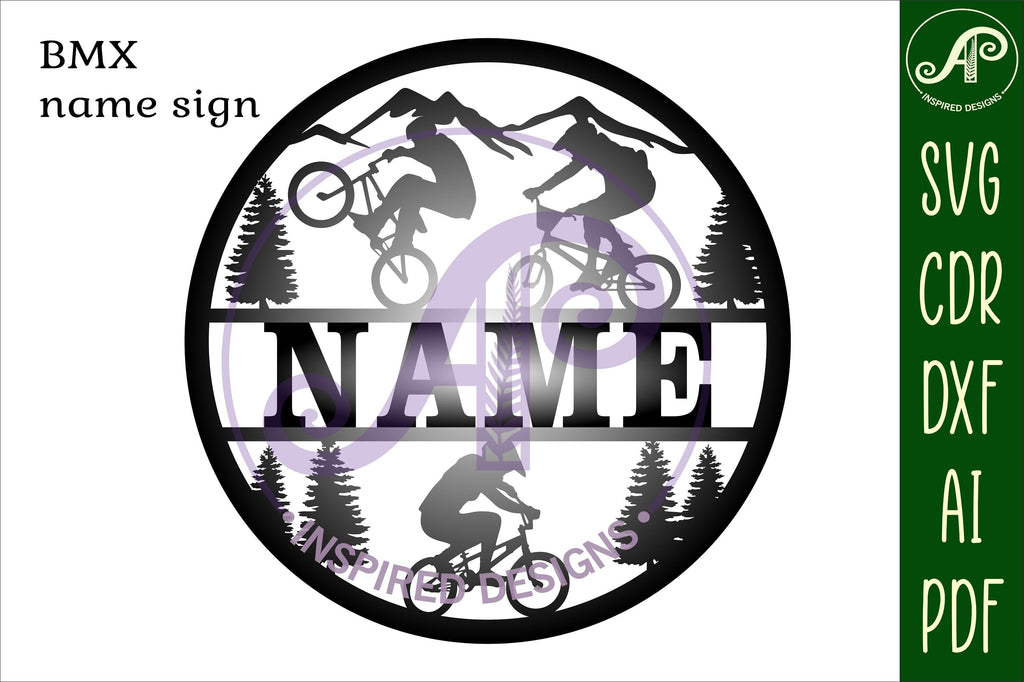 BMX name sign svg laser cut template So Fontsy