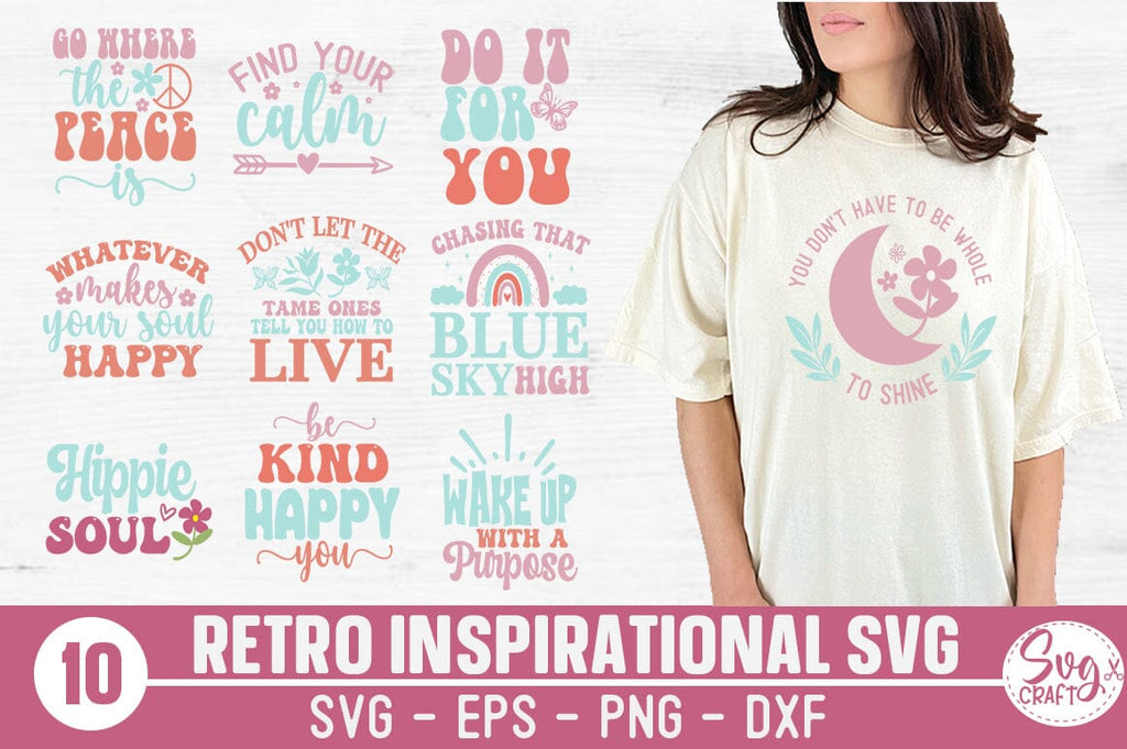 Boho Hippie SVG Bundle Retro inspirational SVG Bundle - So Fontsy