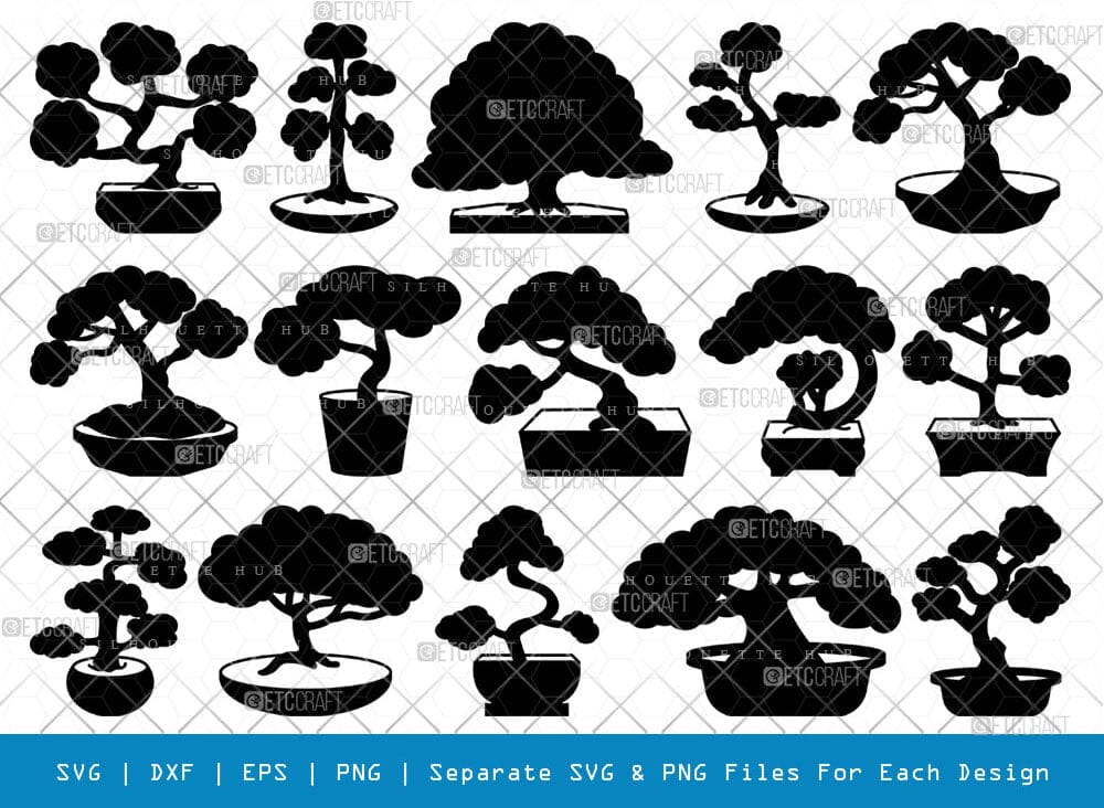bonsai tree silhouette Bonsai Tree SVG, Tree Silhouette, Evergreen SVG, Bonsai Svg, Indoor Plants Svg, Tree Bundle, SB00783