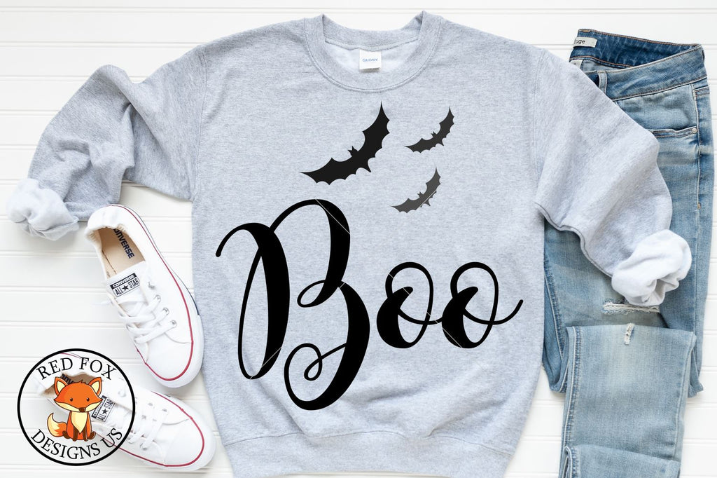 Boo With Bats Svg 