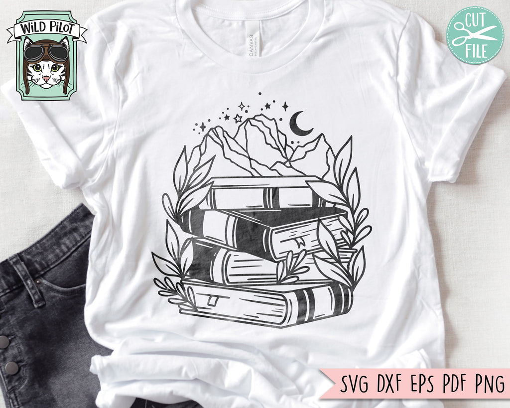 Books SVG, Reading SVG, Monogram Frame svg, Book Lover SVG, Librarian svg,  Library svg, Mystical svg, Teacher Shirt svg, Monogram Wreath svg - So  Fontsy