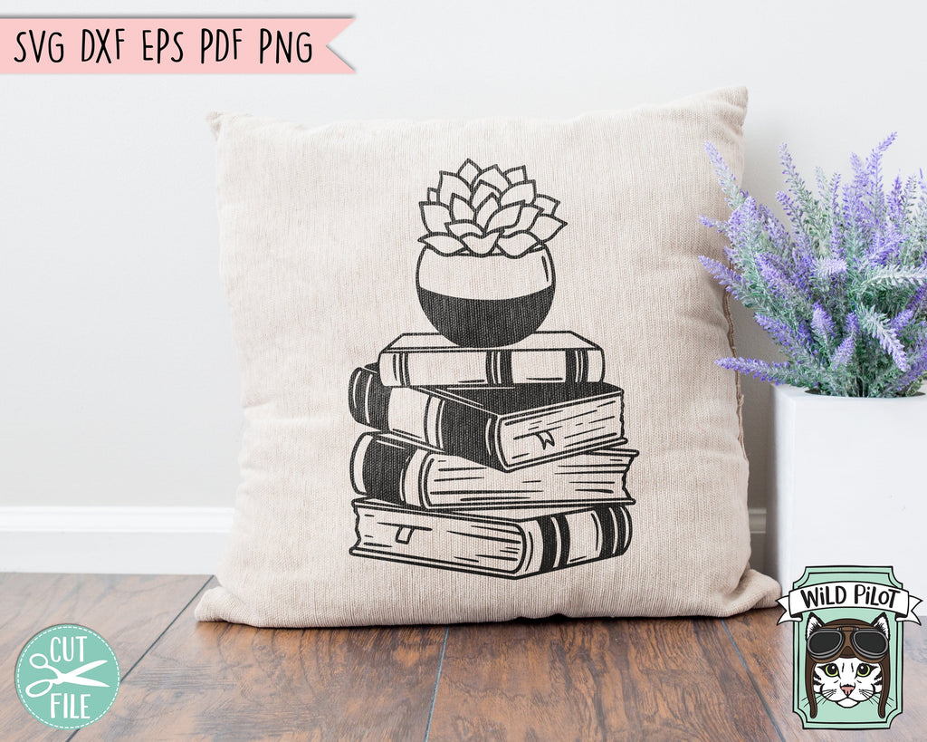 Books SVG, Reading SVG, Succulent svg, Book Lover SVG, Cactus svg ...