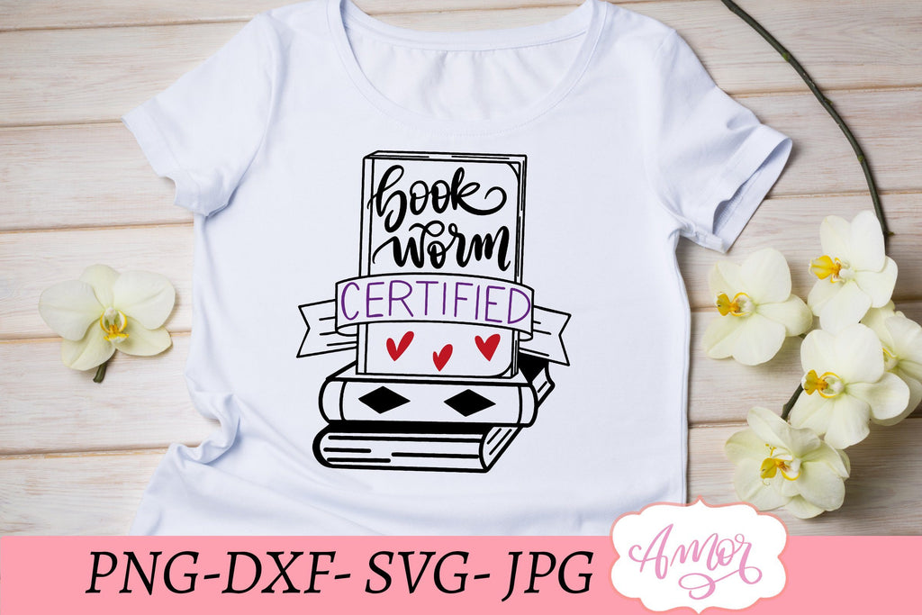 Bookworm SVG, book lover svg - So Fontsy