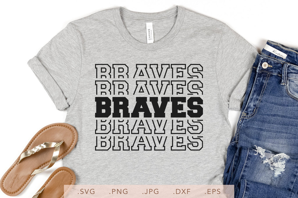 Braves Stacked SVG DXF JPG PNG EPS, School Team Spirit