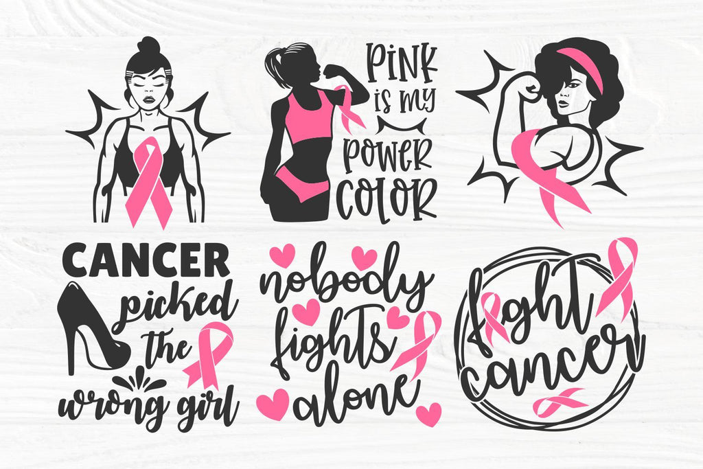 Breast Cancer SVG Bundle, Strong Woman Svg, Fight Cancer Svg, Pink ...
