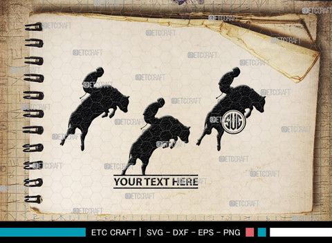 Bull Rider Monogram, Bull Rider Silhouette, Bull Svg, Rodeo Svg, Sports svg, Steer Riding Svg, Cowboy Svg, SB00109 SVG ETC Craft