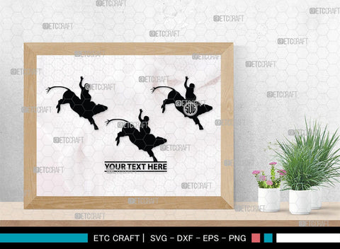 Bull Rider Monogram, Bull Rider Silhouette, Bull Svg, Rodeo Svg, Sports svg, Steer Riding Svg, Cowboy Svg, SB00109 SVG ETC Craft