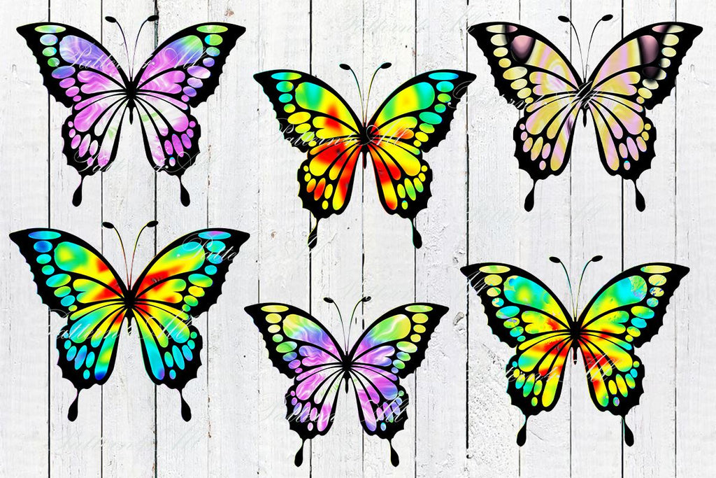 Rainbow Butterfly Stickers PNG Print and Cut Sticker Designs