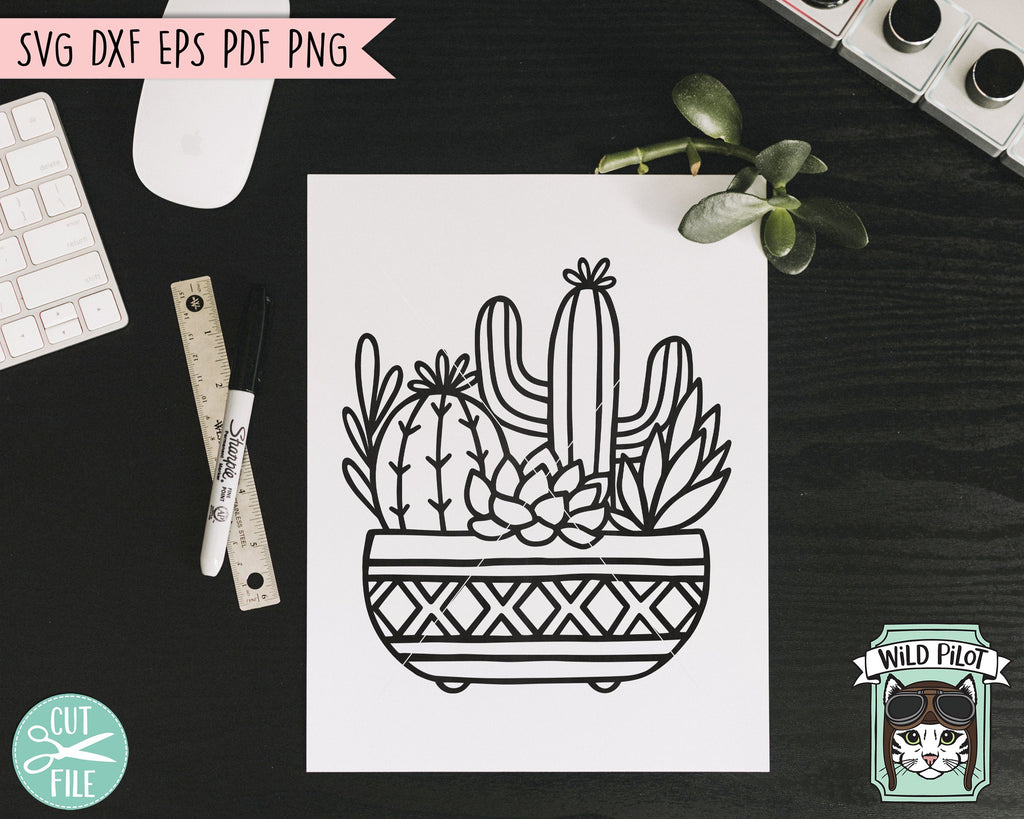 potted succulent svg Cactus Succulent Planter SVG Cut File