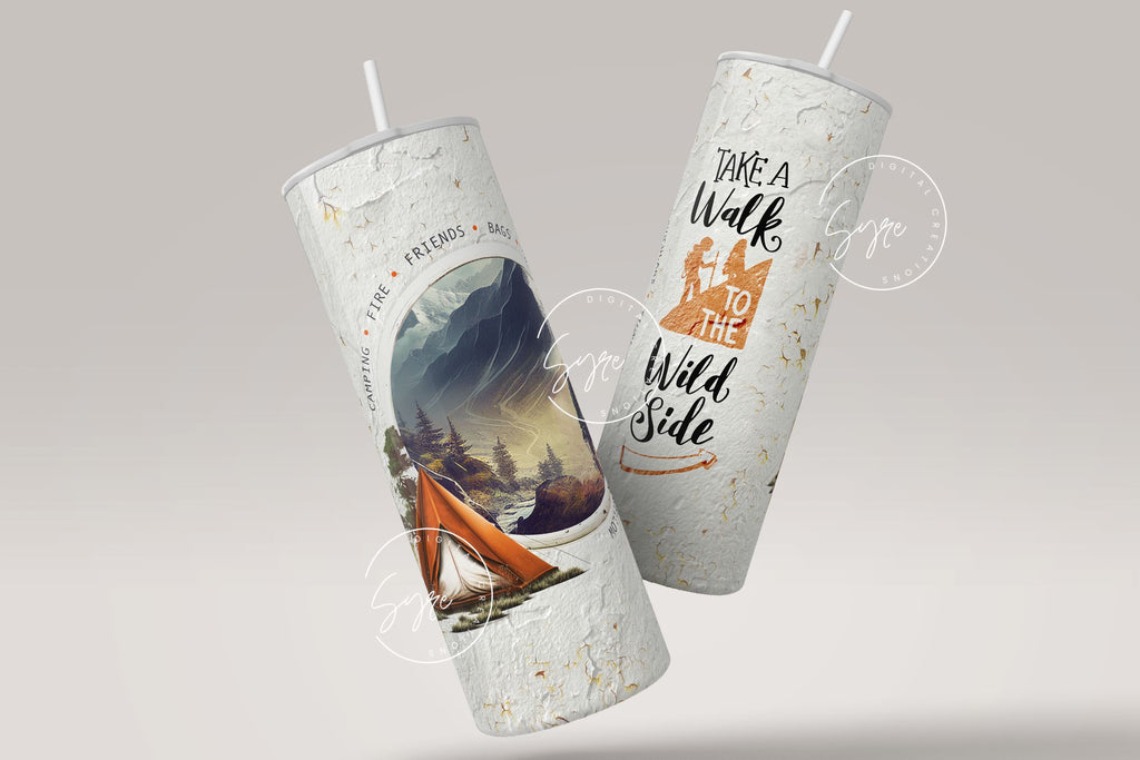 Camping Tumbler Bundle, 20 oz Camping Skinny Tumbler Wrap