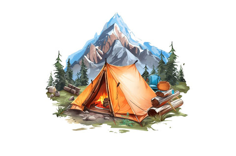 Camping Mountain Clipart Bundle Sublimation Regulrcrative