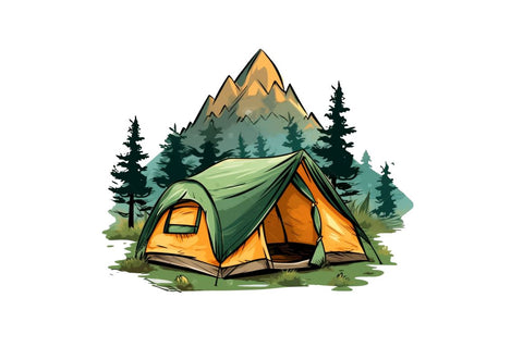 Camping Mountain Clipart Bundle Sublimation Regulrcrative