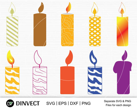 Candle svg, Candle SVG Bundle, Candle clipart, Candle Silhouette, Candle Vector, Candle Cricut Files, svg, eps, dxf, png SVG Dinvect 