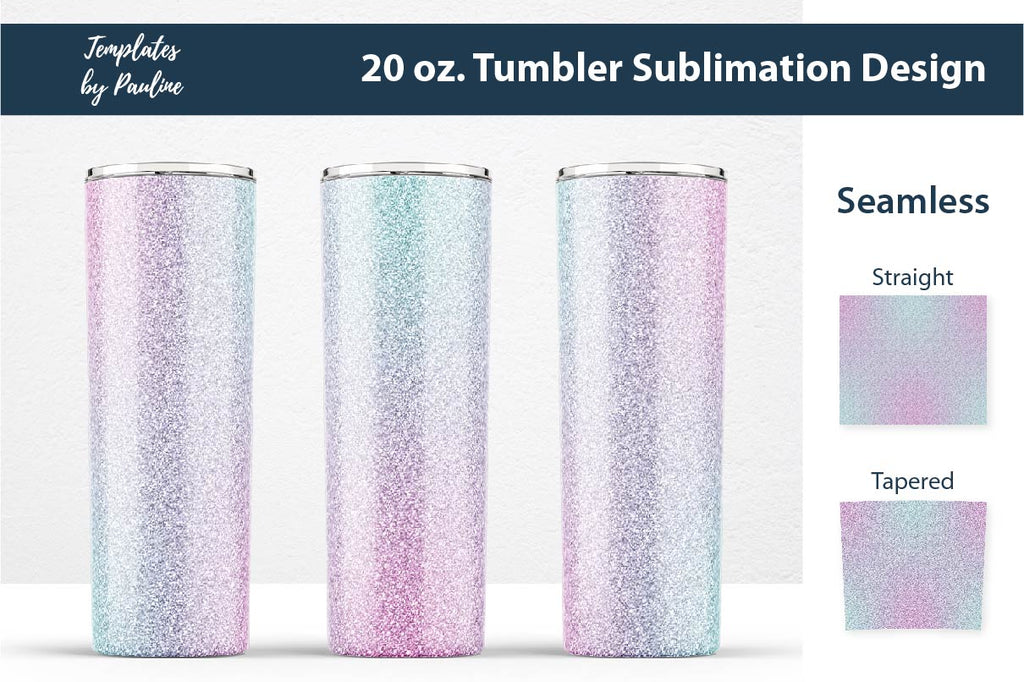 Candy Pink Blue Glitter Seamless 20 oz Skinny Tumbler Sublimation