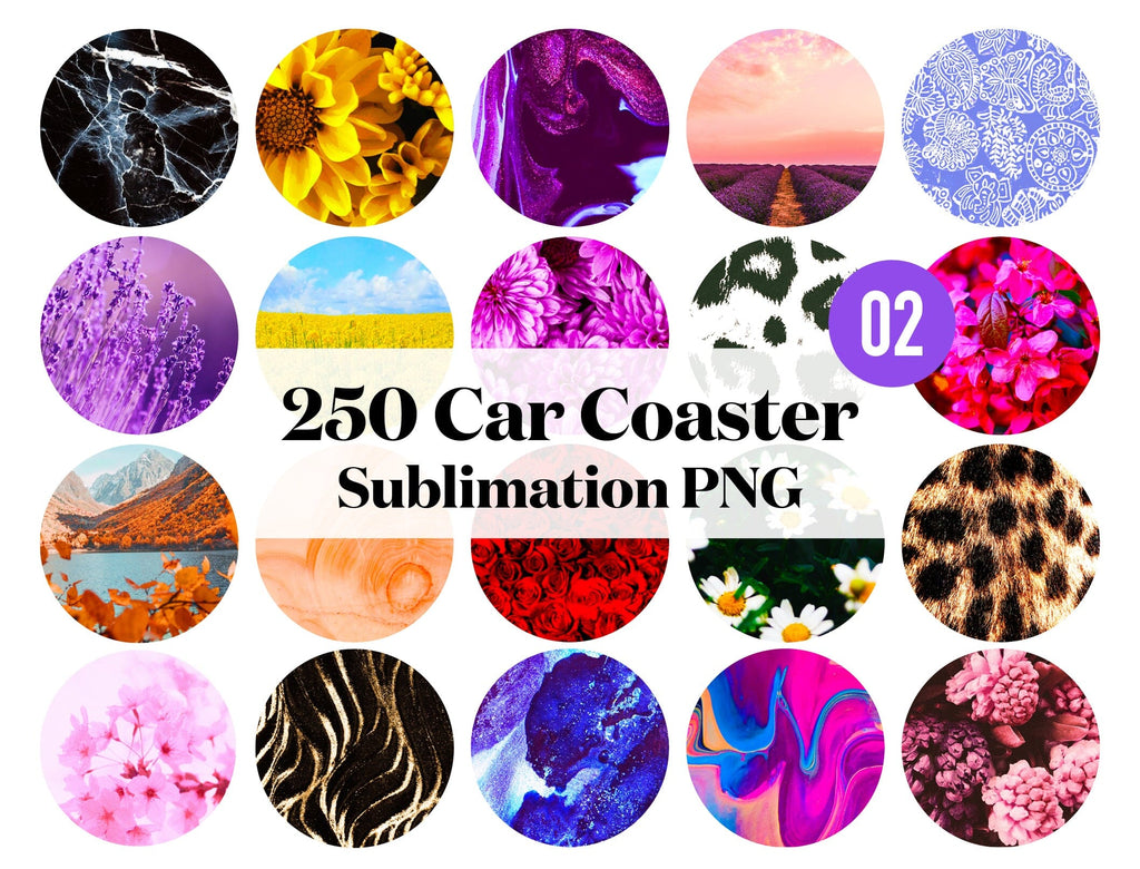 Car Coaster PNG Sublimation Design 250 Mega Bundle Volume 2 So