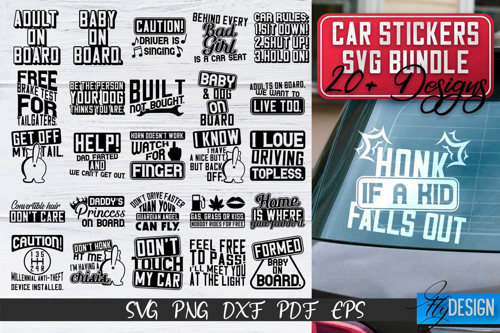 Car Stickers SVG Bundle, Car Decals SVG