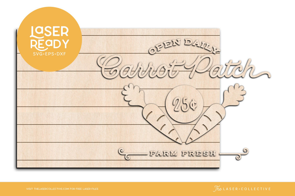 Carrot Patch Laser File Wood Sign for Easter - So Fontsy