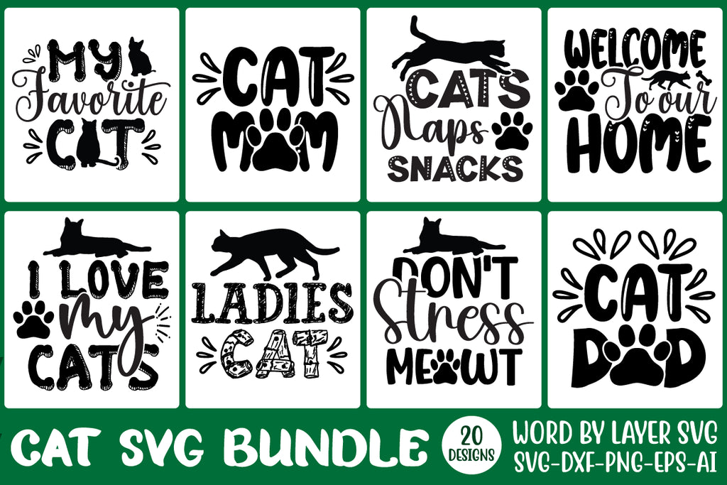 Funny Cat bundle svg / Printable Stickers for Cricut - So Fontsy