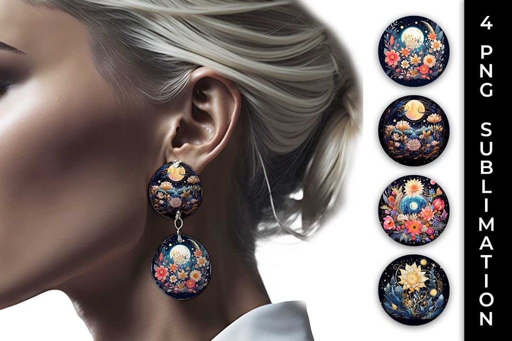 Celestial Garden Blooms - Sublimation Earrings Bundle - So Fontsy