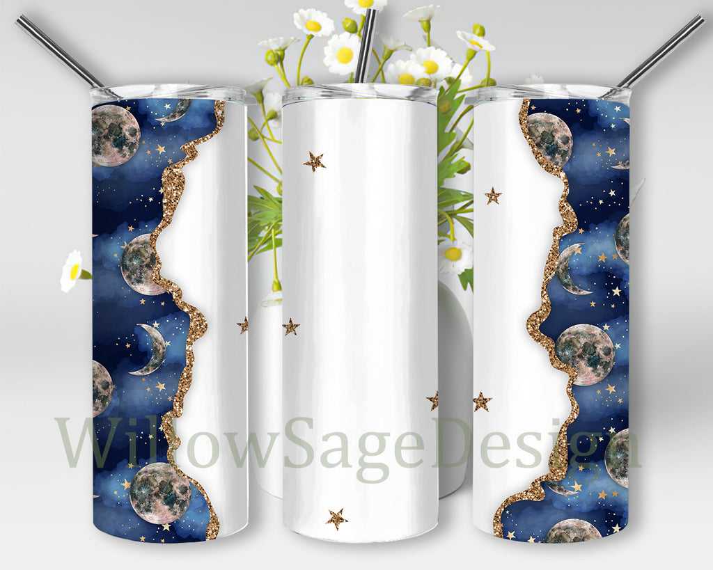 Celestial Tumbler Wrap, Moon Stars Night Sky 20oz Skinny Tumbler, Stars ...