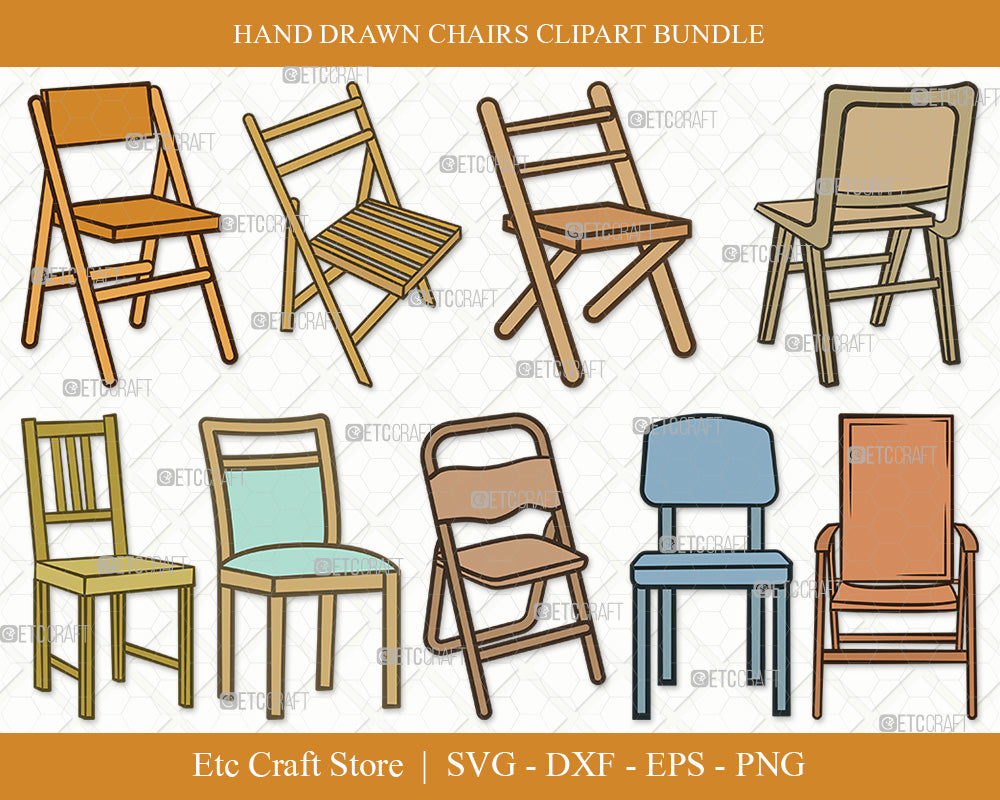 Chairs Clipart SVG Cut File, Desk Chair Svg, Wooden Chair Svg, Dining Chair  Svg, Bundle, Eps, Dxf, Png - So Fontsy, image size:1000x800