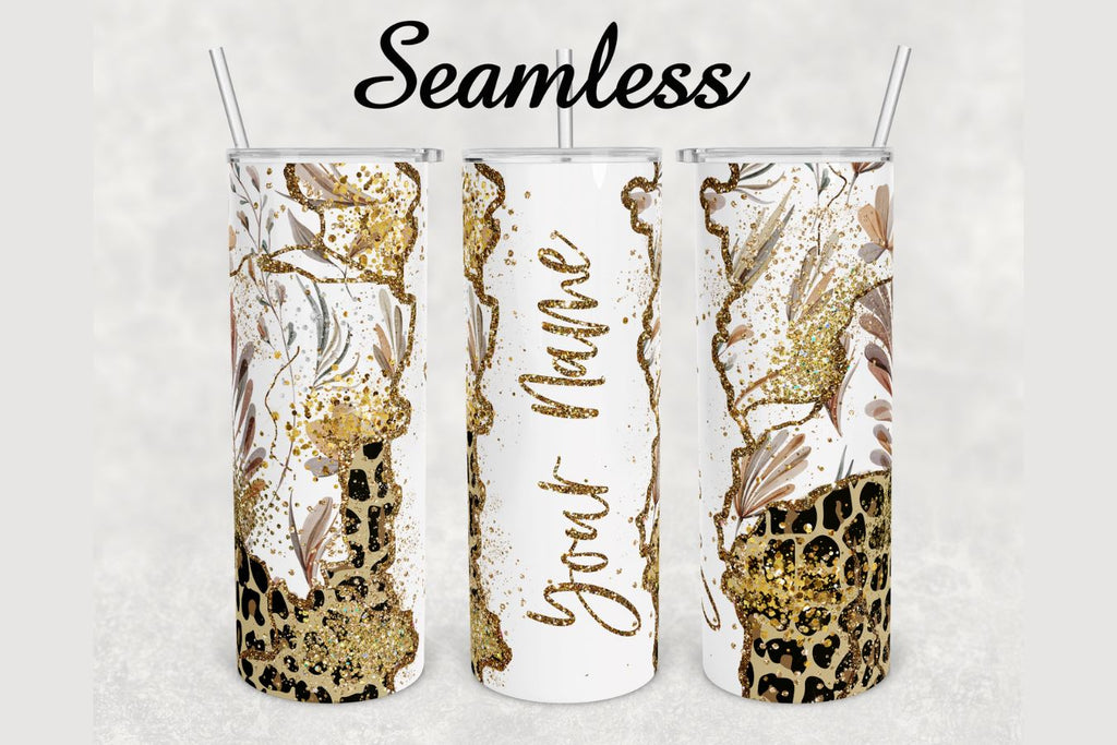 Cheetah Print Glitter Agate Tumbler sublimation design 20 oz skinny ...