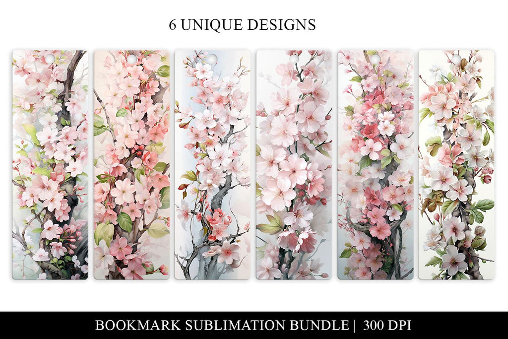 Cherry Blossom Printable Bookmarks Sublimation Bundle - So Fontsy