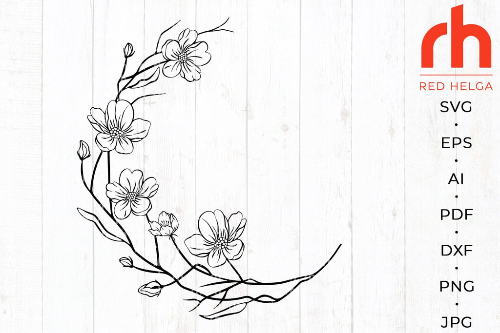 Cherry Wreath SVG - Sakura Frame Cut File - So Fontsy