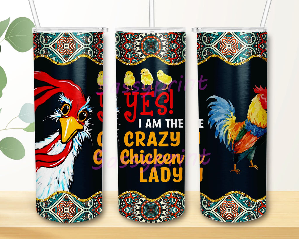 Chicken Tumbler Crazy Chicken Lady Size 20 Oz Coffee Tumbler PNG ...