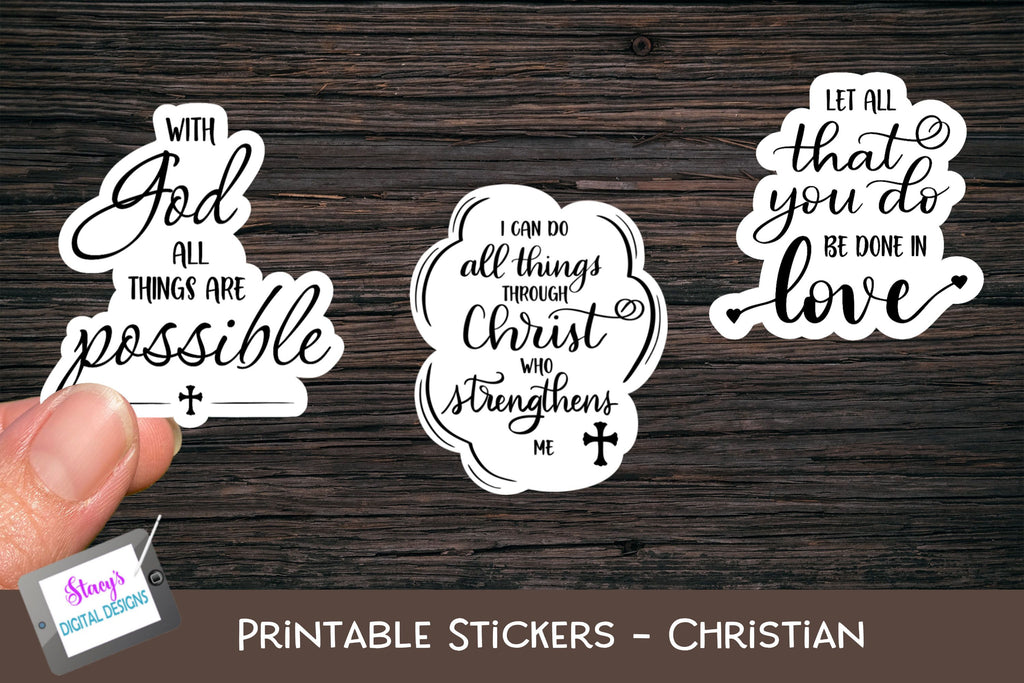 Christian Stickers Bundle - 12 Bible Verse Sticker Designs - So Fontsy