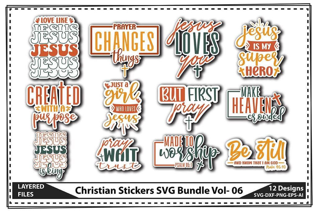 Christian Stickers SVG Bundle Vol- 07 Graphic by Craft Store · Creative  Fabrica
