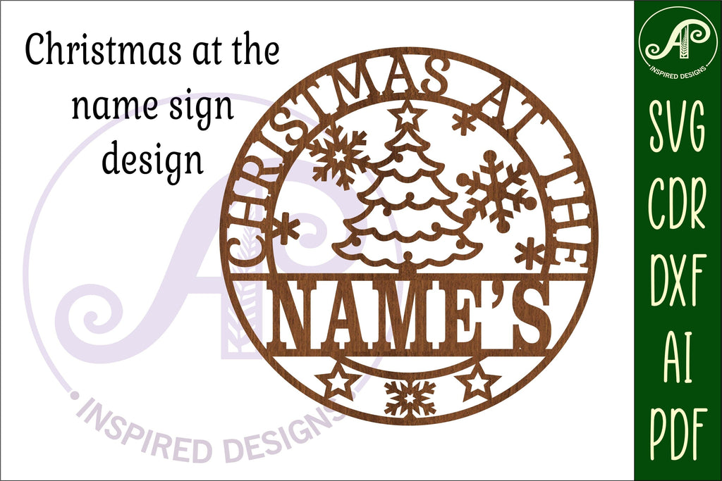 Christmas at the tree Name sign svg laser cut So Fontsy