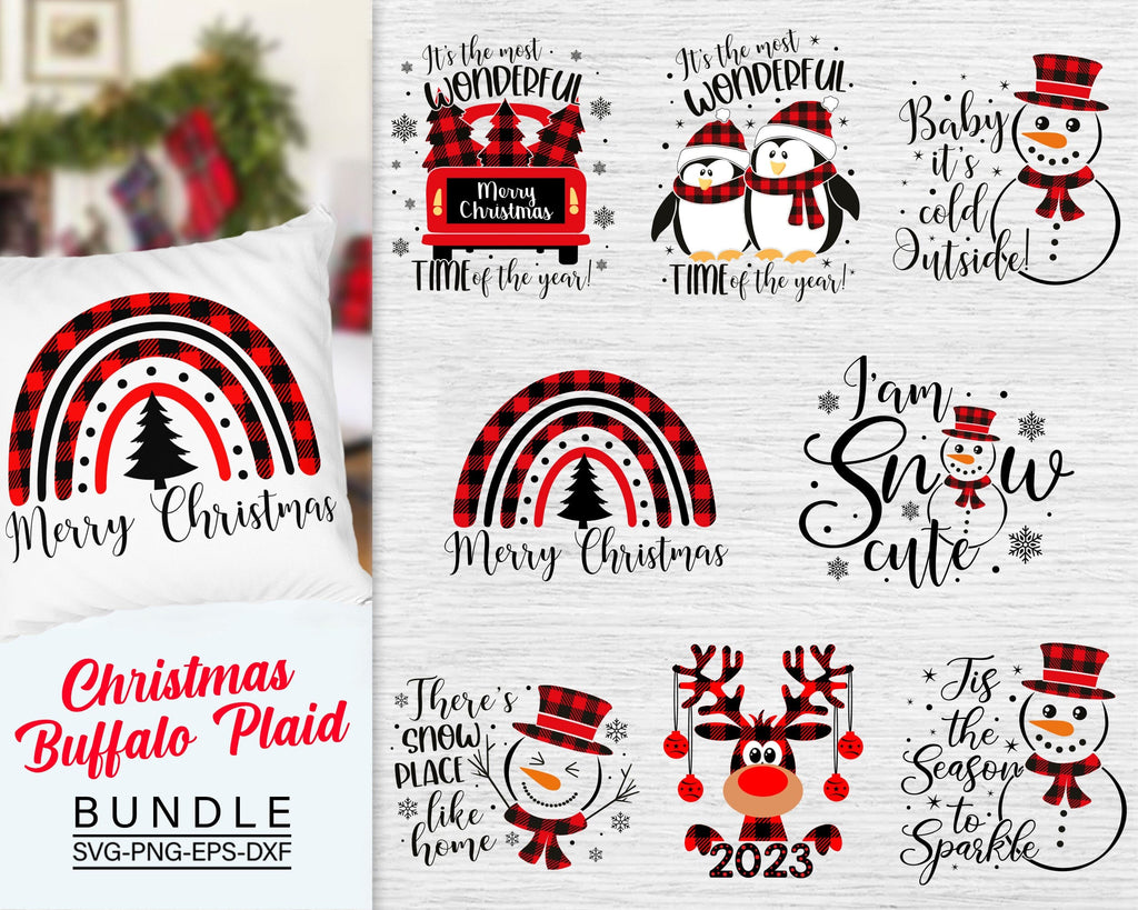 Christmas Buffalo Plaid Bundle Svg, Buffalo Plaid Svg - So Fontsy
