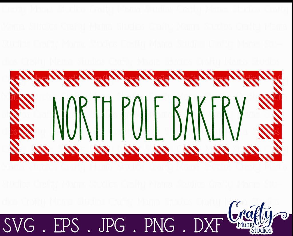 Christmas Buffalo Plaid Farmhouse Svg, North Pole Bakery - So Fontsy