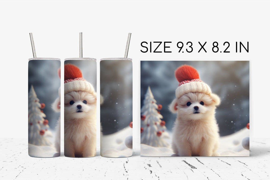 Christmas Dog Sublimation Tumbler - 20oz Skinny Tumbler Wrap