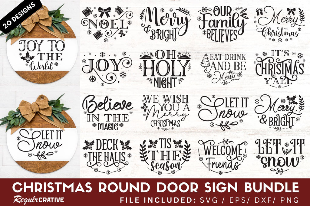 Christmas Door Hanger SVG Bundle - So Fontsy