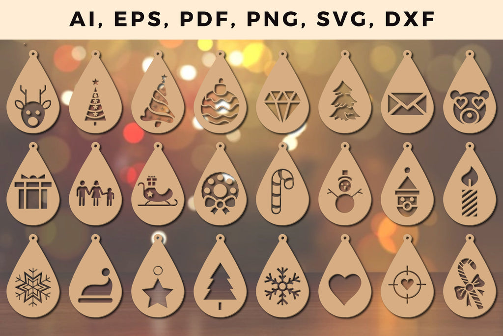 laser cut Christmas earring bundle svg So Fontsy