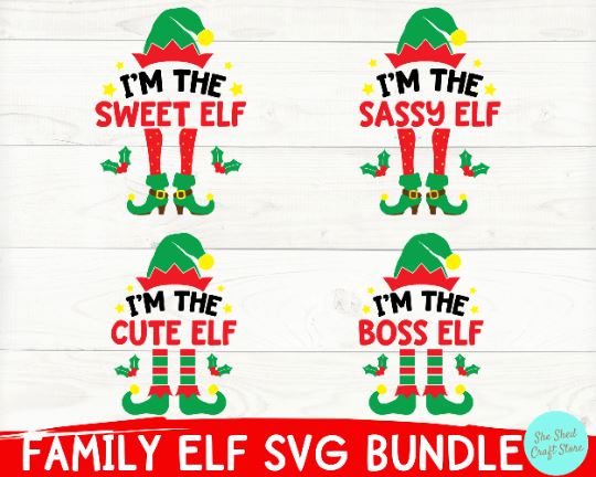 Christmas Elf Family Matching Shirts SVG Cut Files So Fontsy
