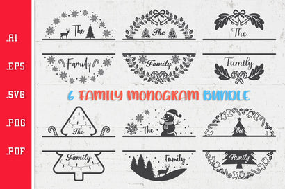 Christmas Family Monogram SVG Bundle SVG Slim Studio 