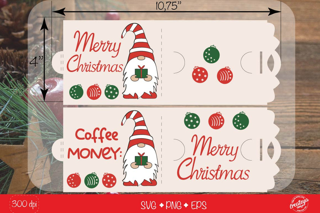 Christmas gift card holder template SVG Bundle, Christmas Gnome
