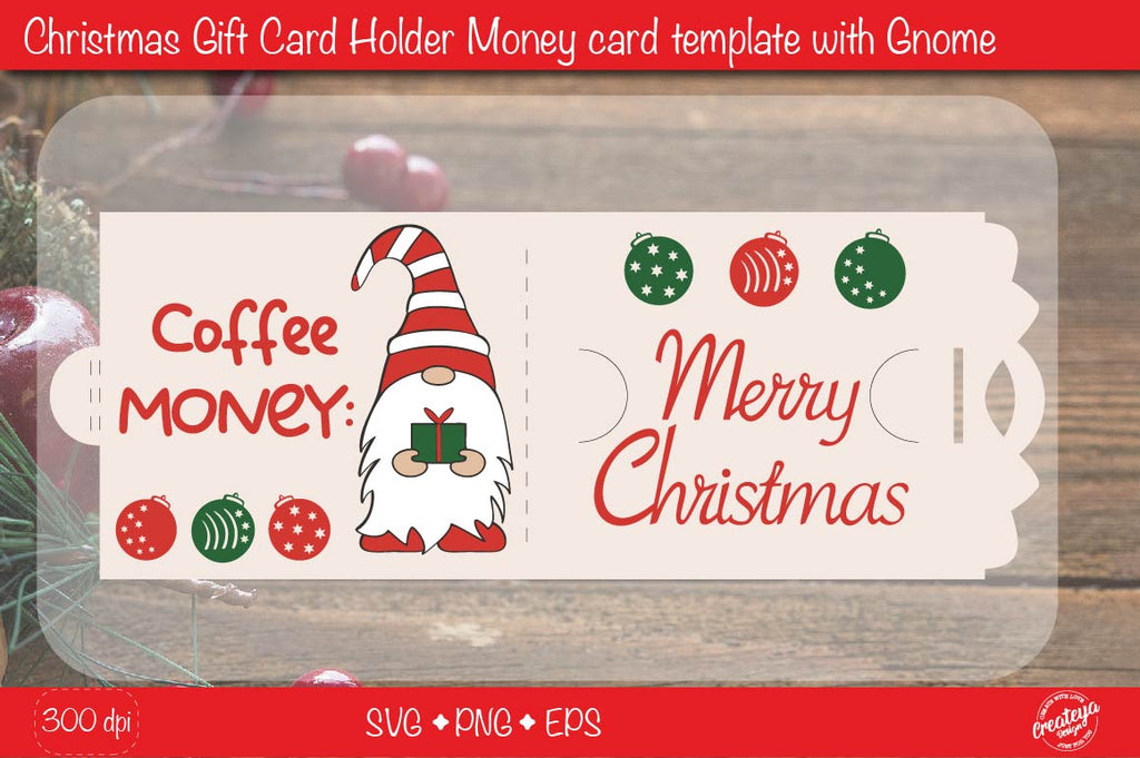 Christmas gift card holder template SVG, Foil quill