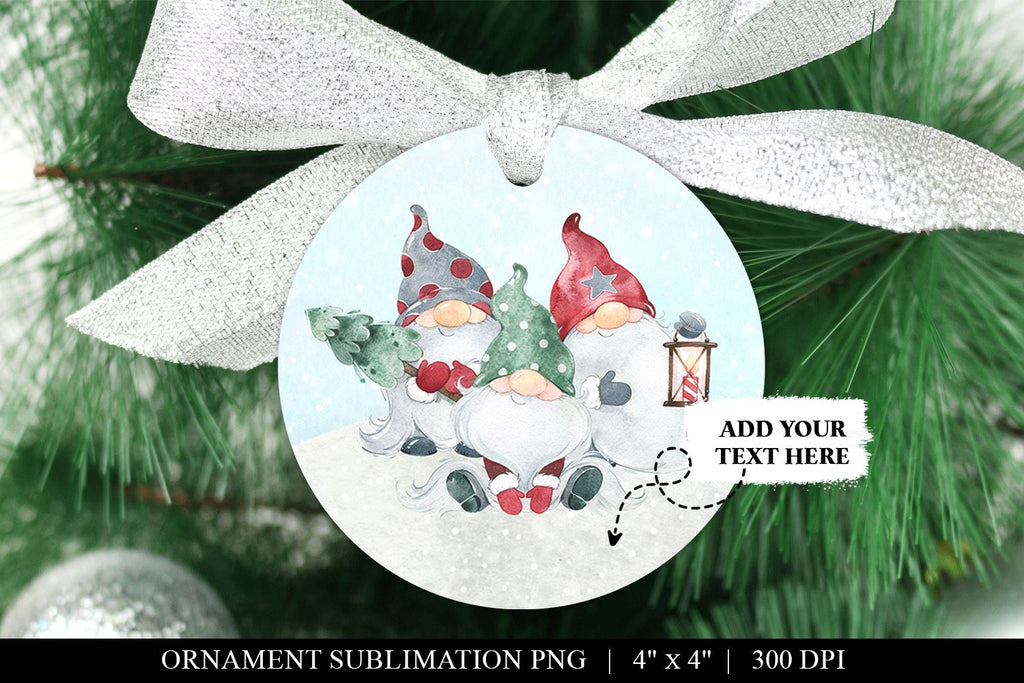 Christmas Gnomes Round Ornament Sublimation File - So Fontsy