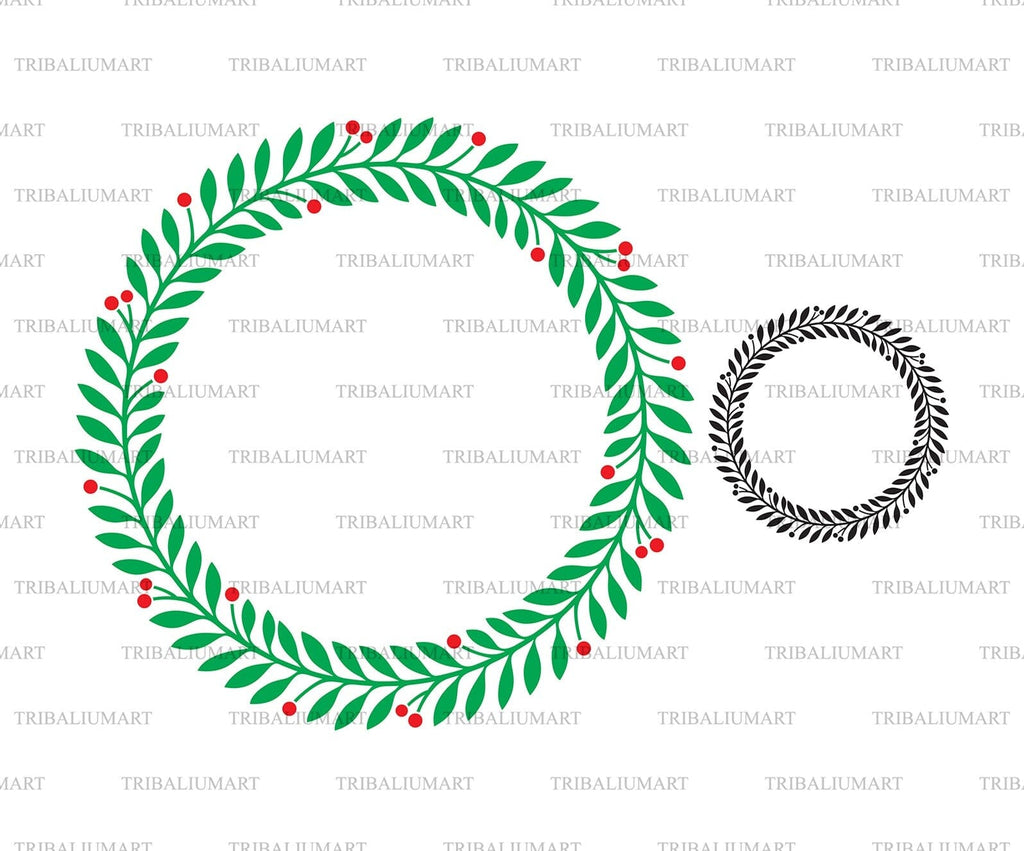 Christmas Holly Wreath. Cut files for Cricut. Clip Art silhouette (eps ...