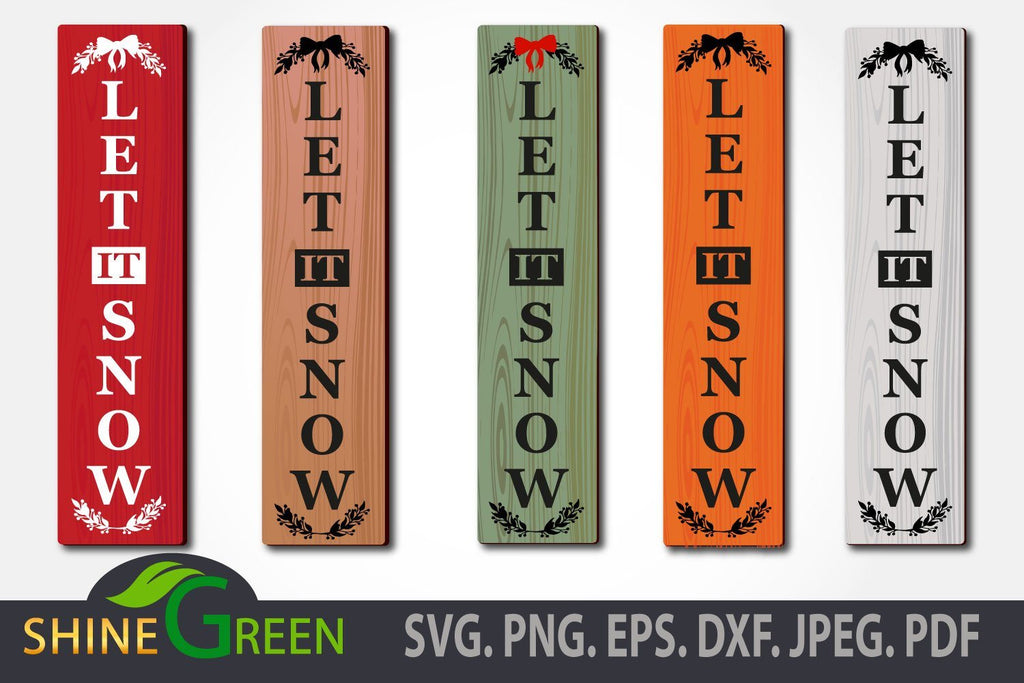 Christmas Porch Sign SVG, Let It Snow Floral Vertical Sign for Winter ...