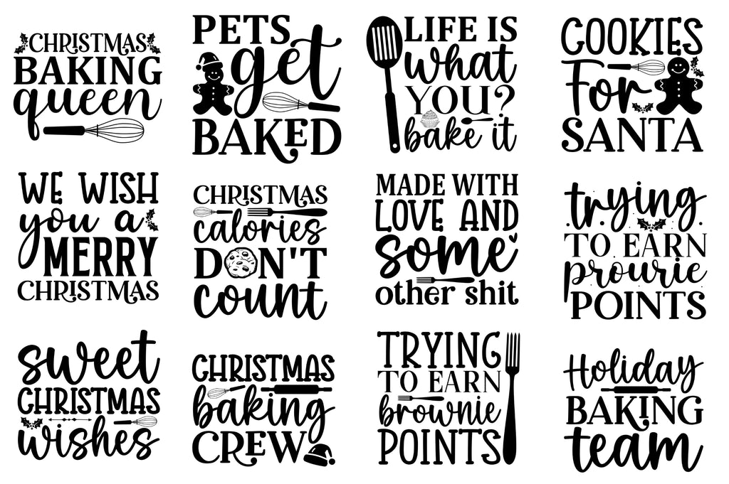 Christmas Baking I Christmas Pot Holders SVG I Oven Mitts - So Fontsy