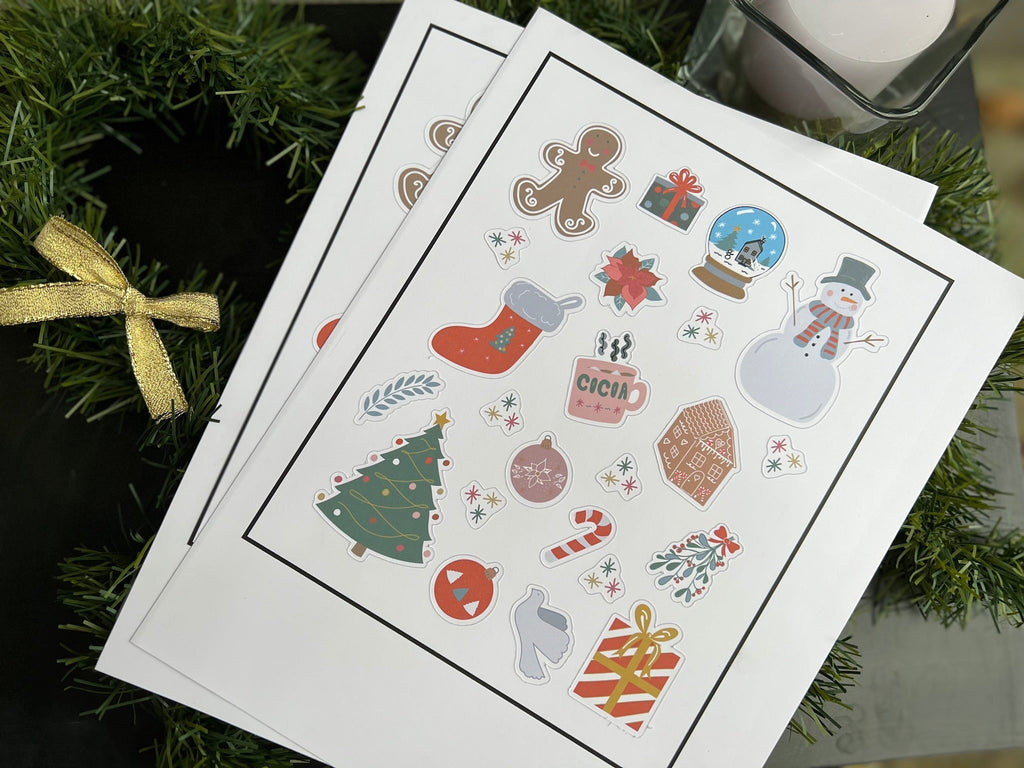 Christmas Planner Sticker Sheet, Bullet journal Stickers PNG