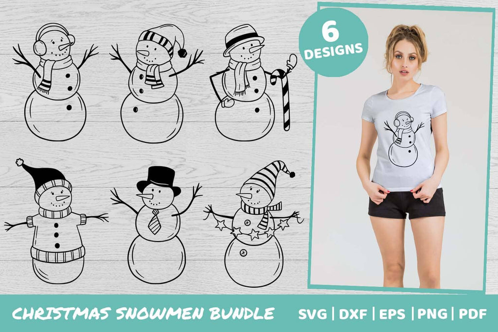 Christmas Snowman SVG bundle | Winter Snowman clipart - So Fontsy