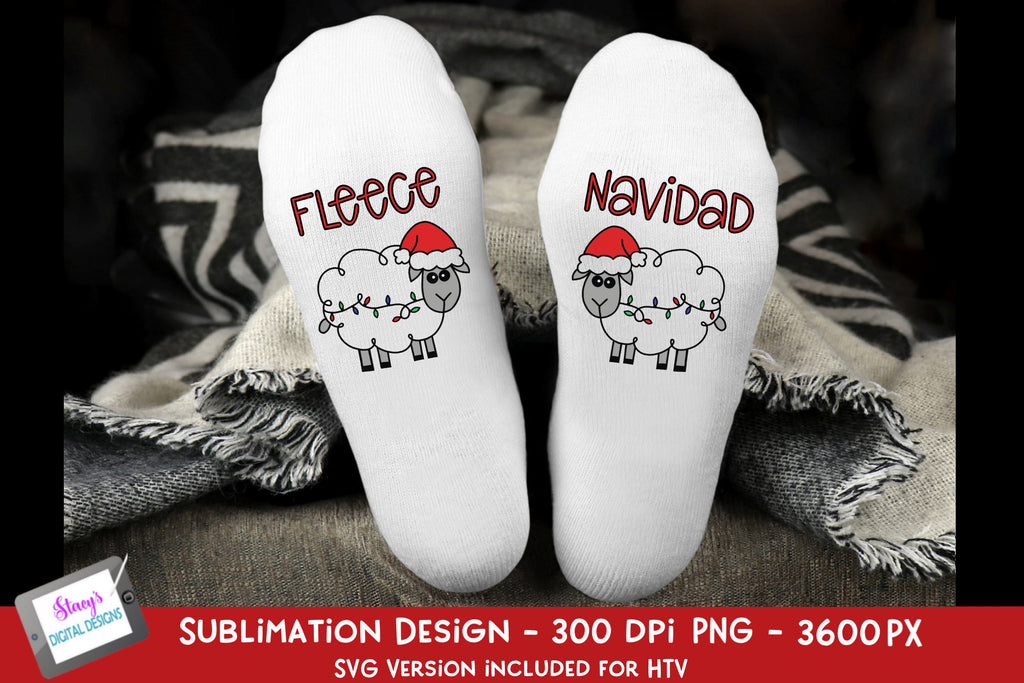 Fleece Navidad Sublimation Socks  Christmas Sock Sublimation - So Fontsy